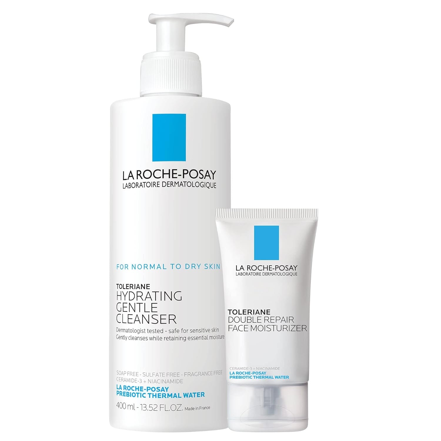 La Roche-Posay Toleriane Hydrating Gentle Face Cleanser, Hydrating Facial Cleanser with Niacinamide + Ceramides, Daily Face Wash for Dry Skin to Normal Skin, Sensitive Skin Tested, Fragrance Free