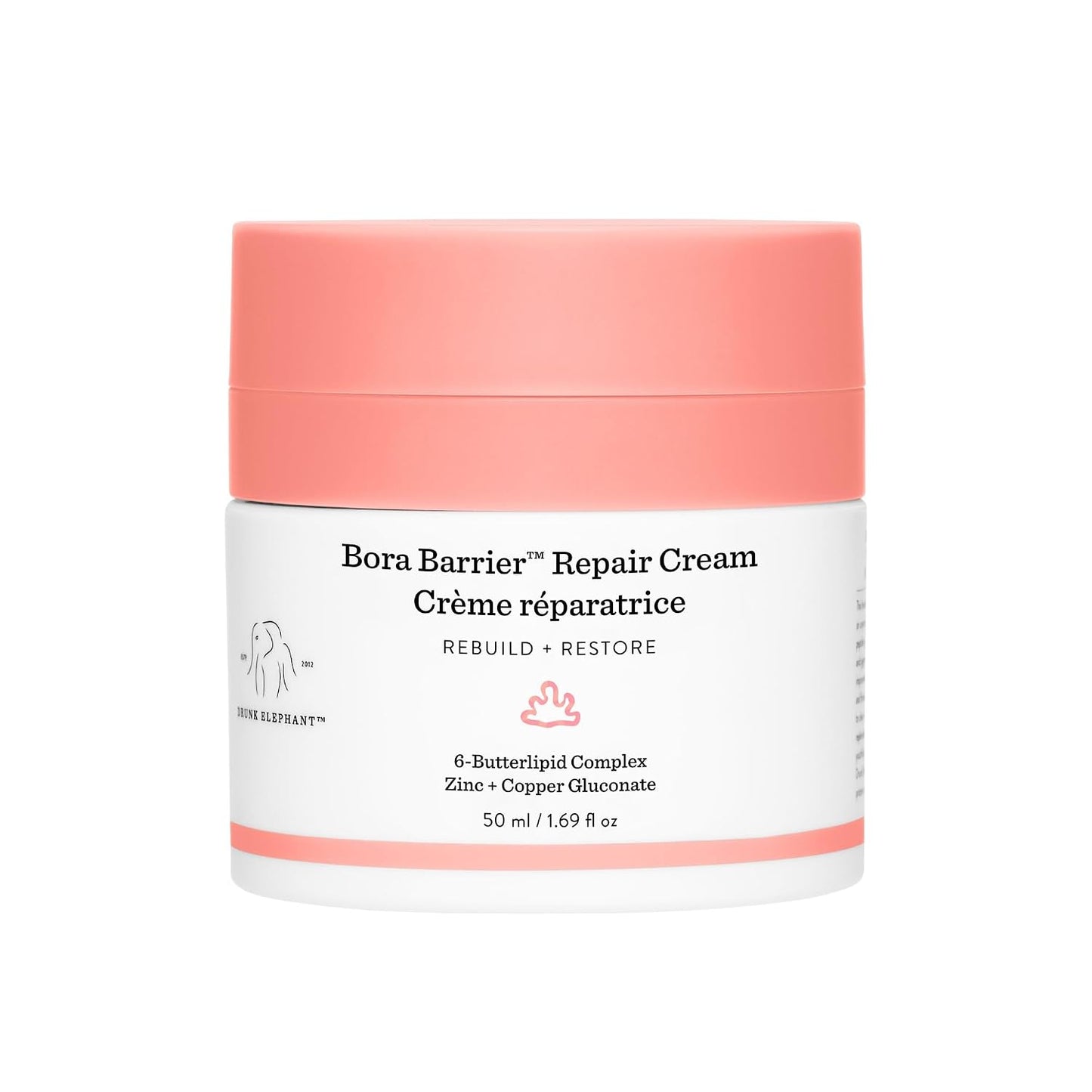 Drunk Elephant Bora Barrier Repair Cream - Ultra-Rich Moisturizer - Clean Clinical Skincare - Cruelty-Free - Dermatologist-Tested - Free of Essential Oils, Silicones, and Fragrance