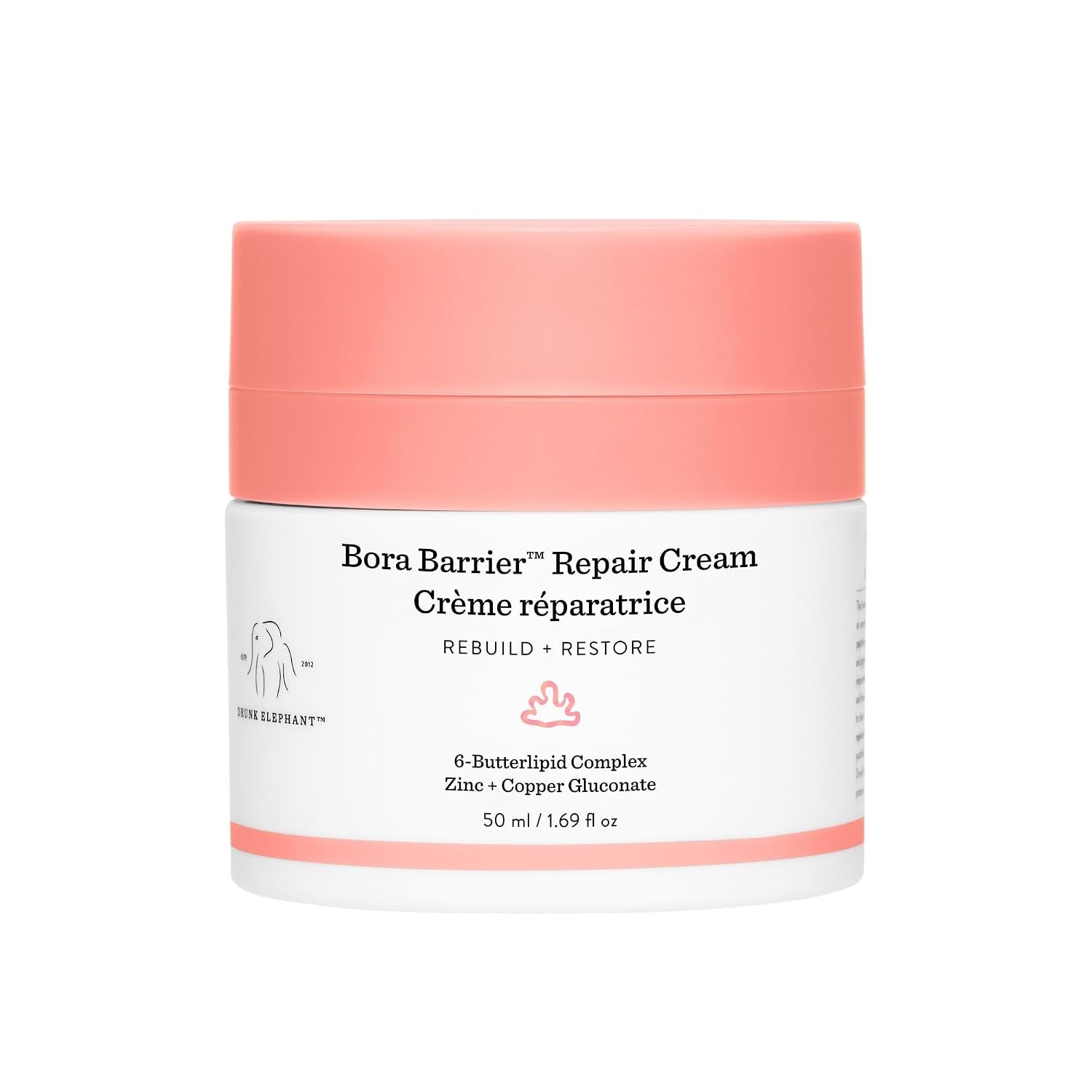 Drunk Elephant Bora Barrier Repair Cream - Ultra-Rich Moisturizer - Clean Clinical Skincare - Cruelty-Free - Dermatologist-Tested - Free of Essential Oils, Silicones, and Fragrance
