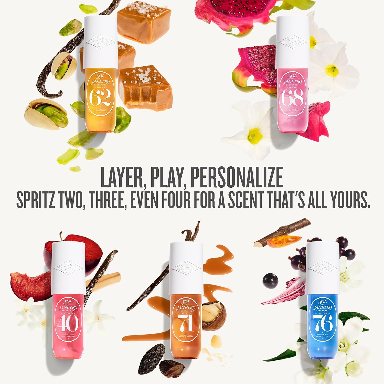Sol De Janeiro Mist and Match Hair & Body Perfume Bundle | Includes 5 90Ml Cheirosa Fragrances - Amazon Exclusive