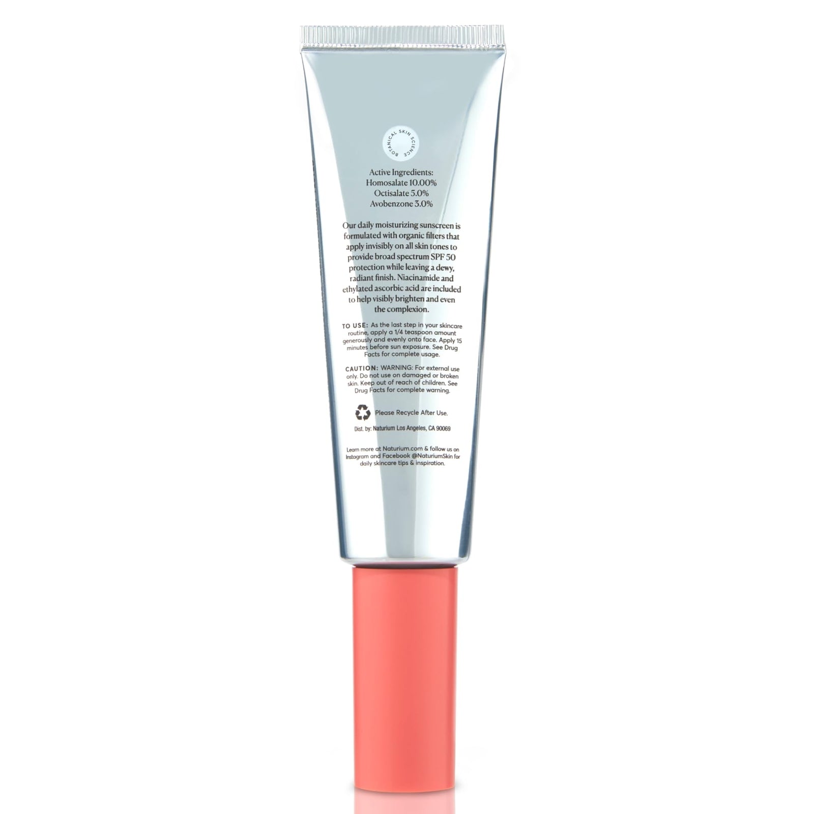 Naturium Daily Moisturizing Facial Sunscreen SPF 50 with Niacinamide 1.7 Fl Oz