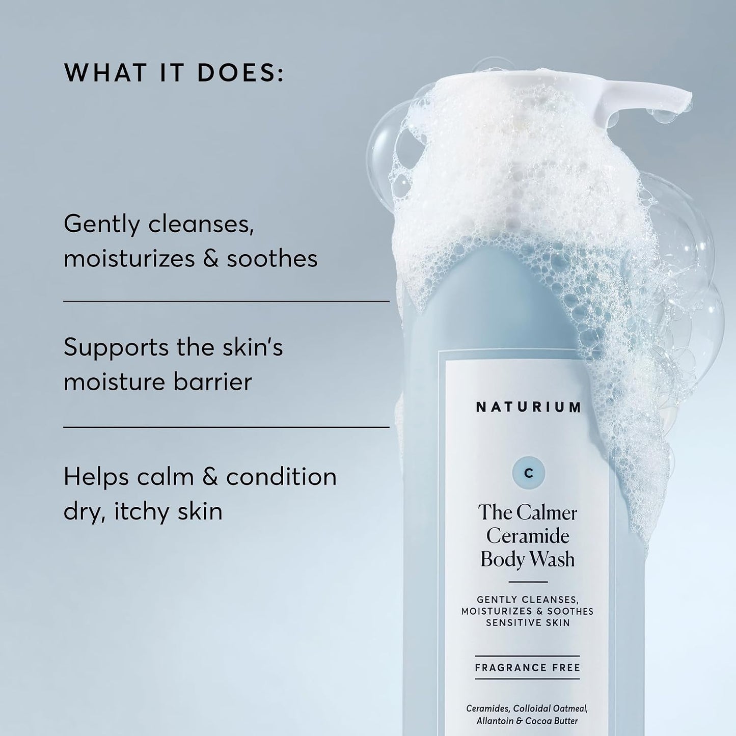 the Calmer Ceramide Body Wash, Frangrance-Free, Cleansing & Moisturizing for Dry, Sensitive Skin, Dermatologist-Tested, Paraben & Cruelty-Free, 16.9 Oz
