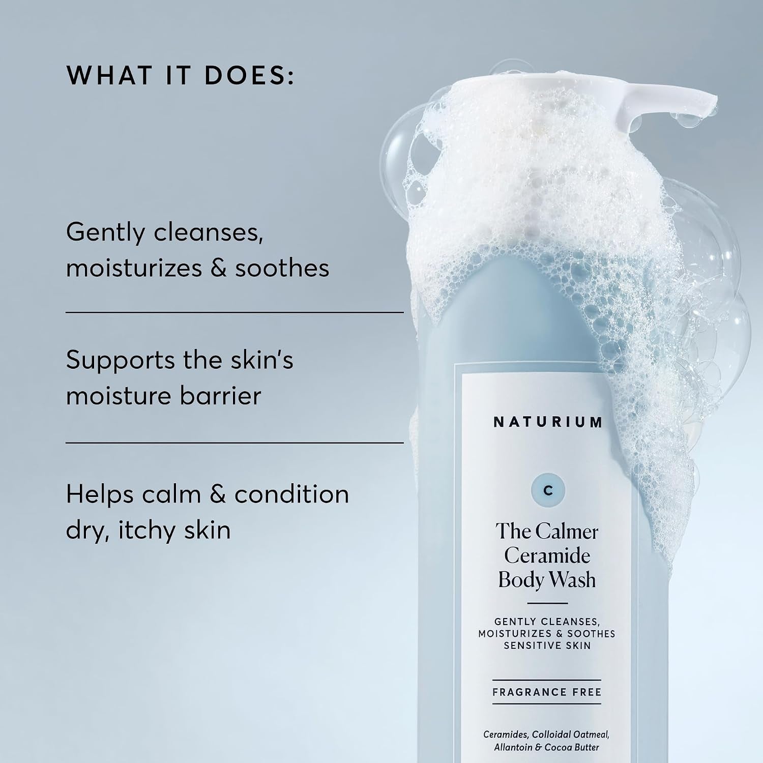 the Calmer Ceramide Body Wash, Frangrance-Free, Cleansing & Moisturizing for Dry, Sensitive Skin, Dermatologist-Tested, Paraben & Cruelty-Free, 16.9 Oz